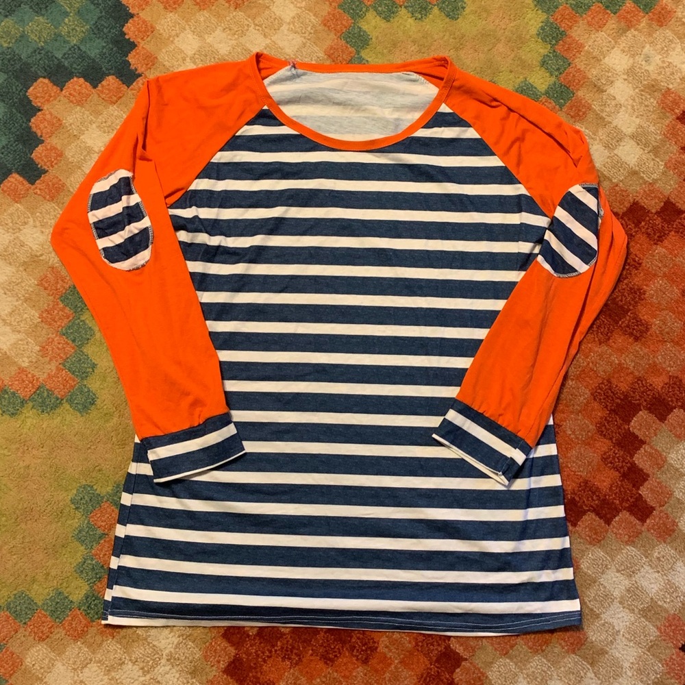 NWOT XXL Tunic Striped With Elbow Patches